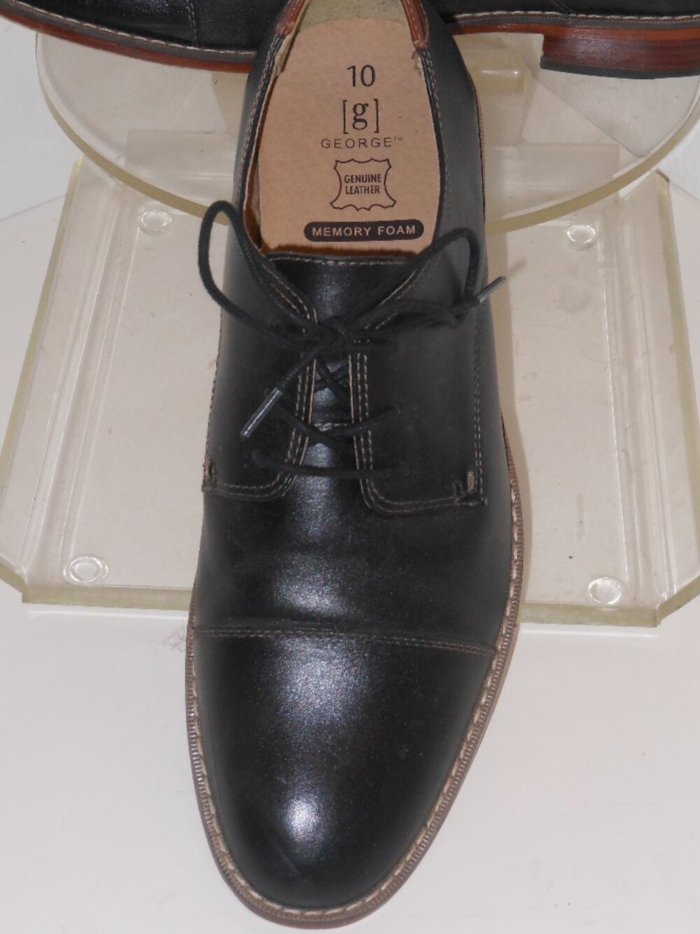GEORGE BLACK LEATHER LACE-UP OXFORD STYLE SHOES SIZE 10 MEDIUM